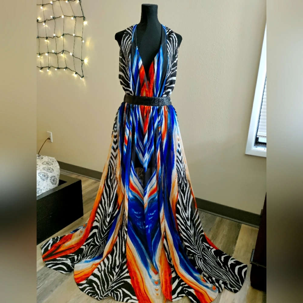 NWT TOV Holy Los Angeles Tie Me Up Long Maxi RacerBack Dress